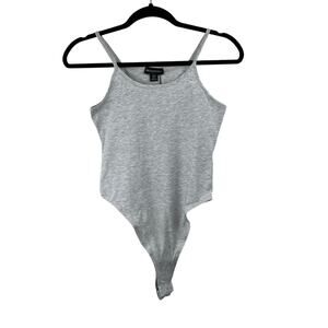 PrettyLittleThing Basic Grey Marl Cotton Sleeveless Scoop Neck Bodysuit 12/L NWT